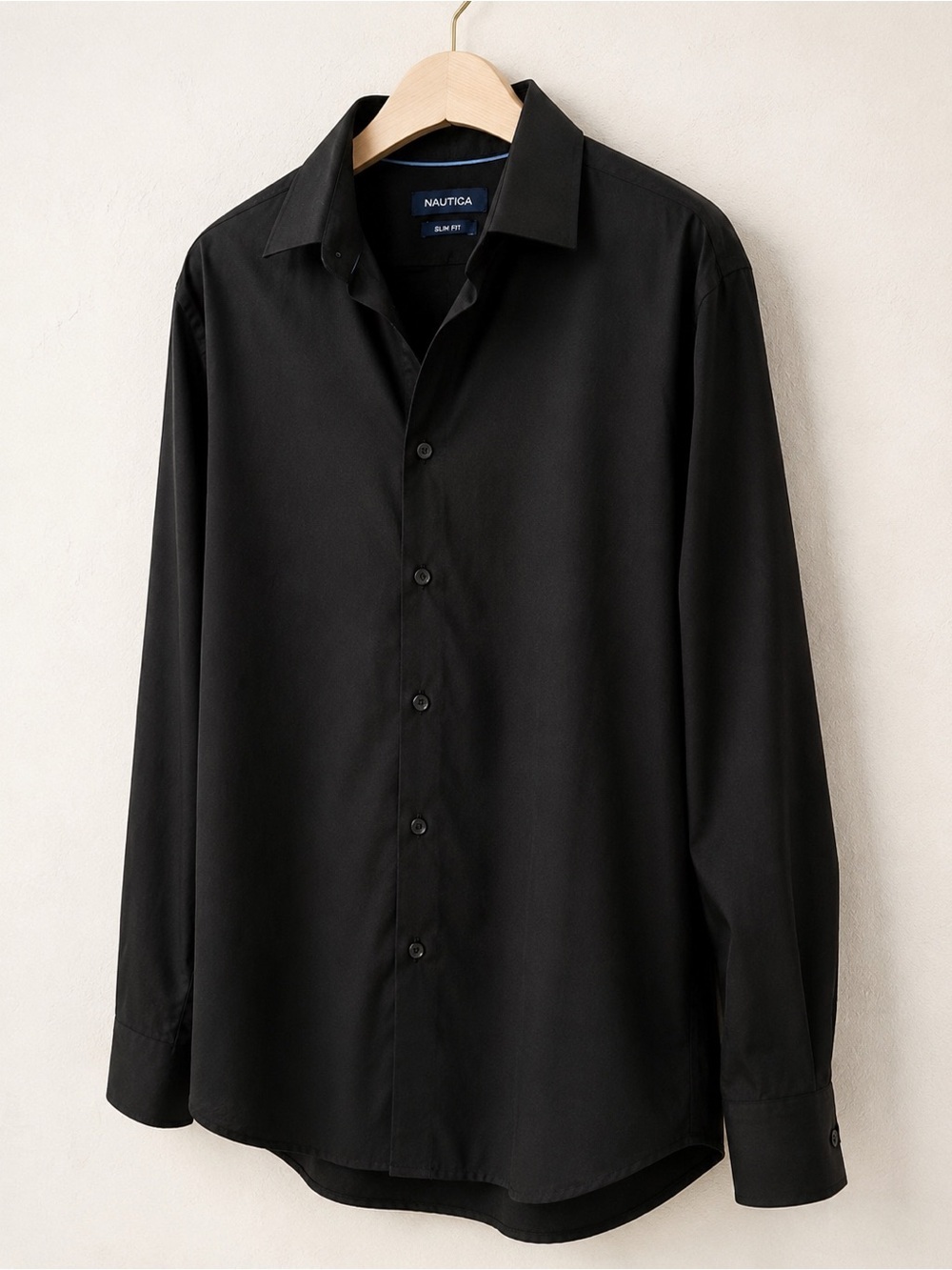Nautica Men's Black Long-Sleeve Button Shirt